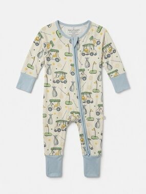Caden Lane Golf Cart Print Convertible Zip Romper Size 0-3 months